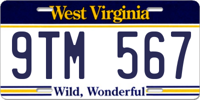 WV license plate 9TM567