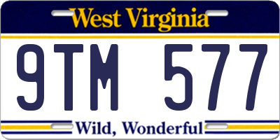 WV license plate 9TM577