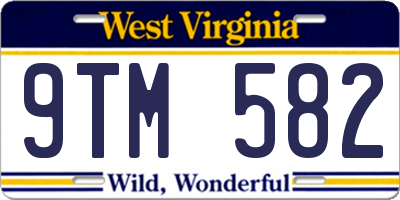 WV license plate 9TM582