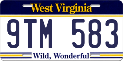 WV license plate 9TM583