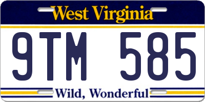 WV license plate 9TM585