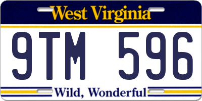 WV license plate 9TM596