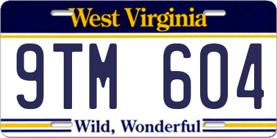 WV license plate 9TM604