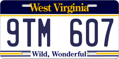 WV license plate 9TM607