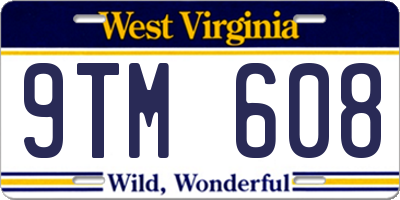 WV license plate 9TM608