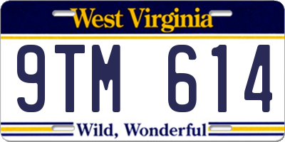 WV license plate 9TM614