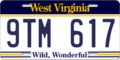 WV license plate 9TM617