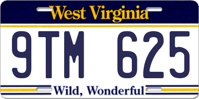 WV license plate 9TM625