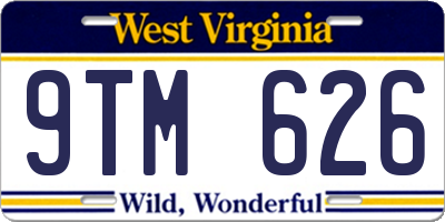 WV license plate 9TM626