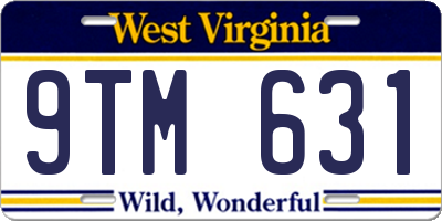 WV license plate 9TM631