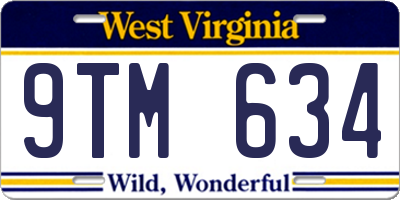 WV license plate 9TM634