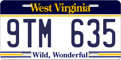 WV license plate 9TM635