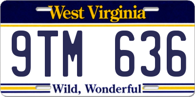 WV license plate 9TM636