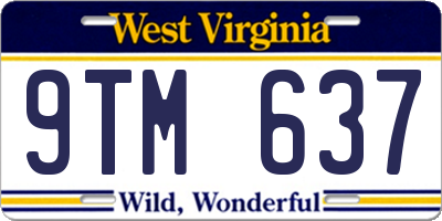 WV license plate 9TM637