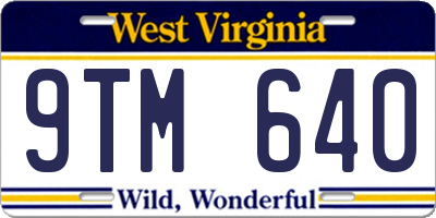 WV license plate 9TM640