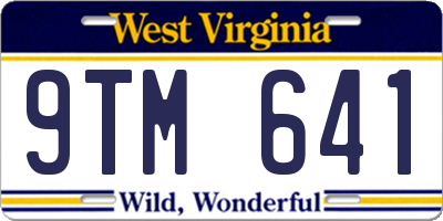 WV license plate 9TM641