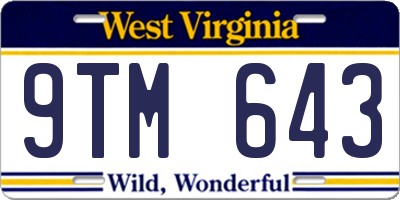 WV license plate 9TM643