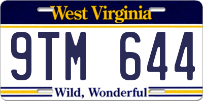 WV license plate 9TM644
