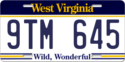 WV license plate 9TM645