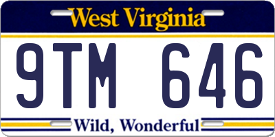 WV license plate 9TM646