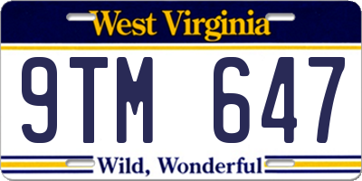 WV license plate 9TM647