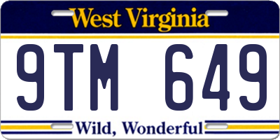 WV license plate 9TM649