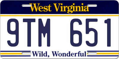 WV license plate 9TM651