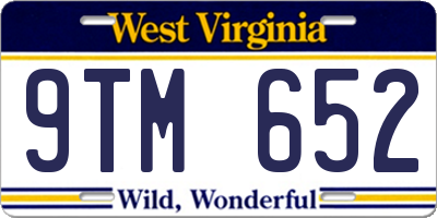 WV license plate 9TM652