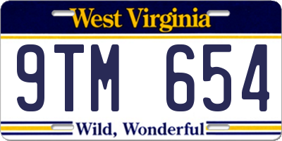 WV license plate 9TM654