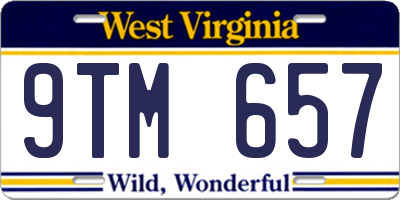 WV license plate 9TM657