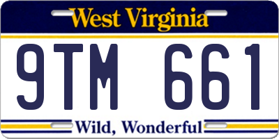 WV license plate 9TM661