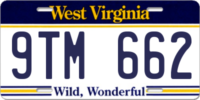 WV license plate 9TM662