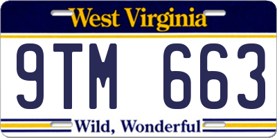 WV license plate 9TM663