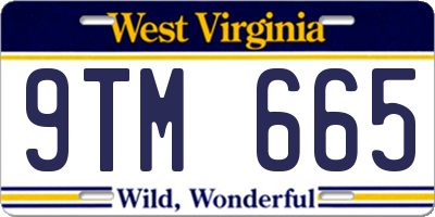 WV license plate 9TM665