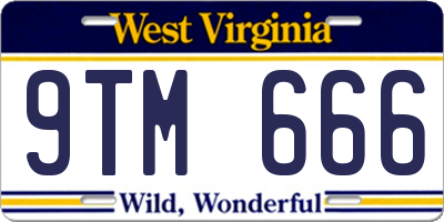 WV license plate 9TM666