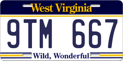 WV license plate 9TM667