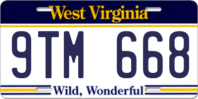 WV license plate 9TM668