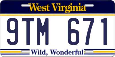 WV license plate 9TM671