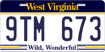 WV license plate 9TM673