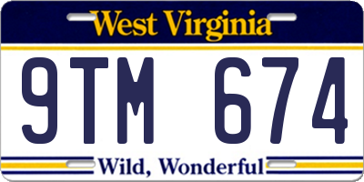 WV license plate 9TM674