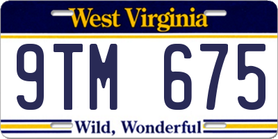 WV license plate 9TM675