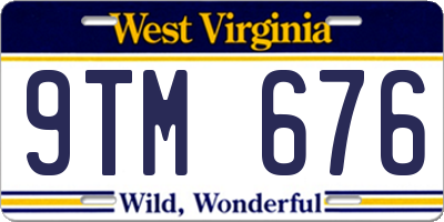 WV license plate 9TM676