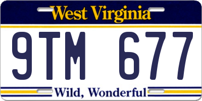 WV license plate 9TM677