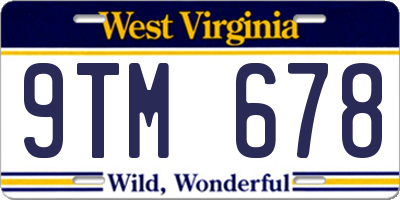 WV license plate 9TM678