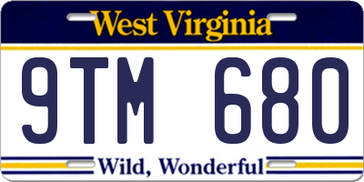 WV license plate 9TM680