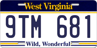 WV license plate 9TM681
