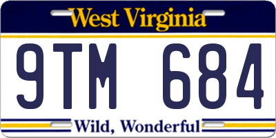 WV license plate 9TM684