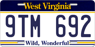 WV license plate 9TM692