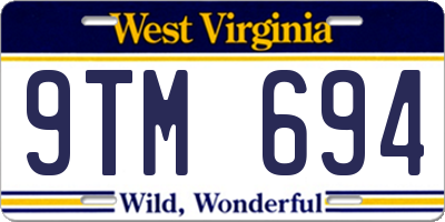 WV license plate 9TM694