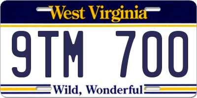 WV license plate 9TM700